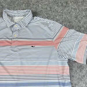 Vineyard Vines Performance Polo Shirt Men XL Striped Whale Logo Golf Casual